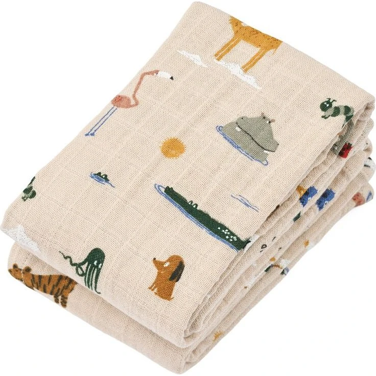 Liewood Lewis 2-pak musselin stofbleer – Around The World/Sandy