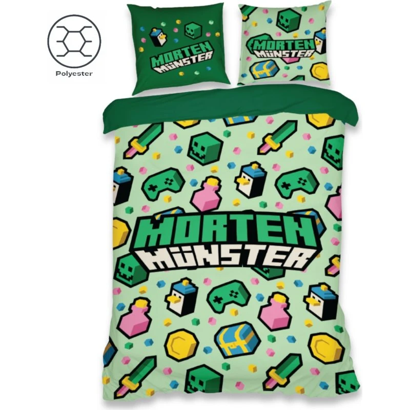 First Grade Morten Münster Gamer Sengetøj 140x200 cm - Grøn