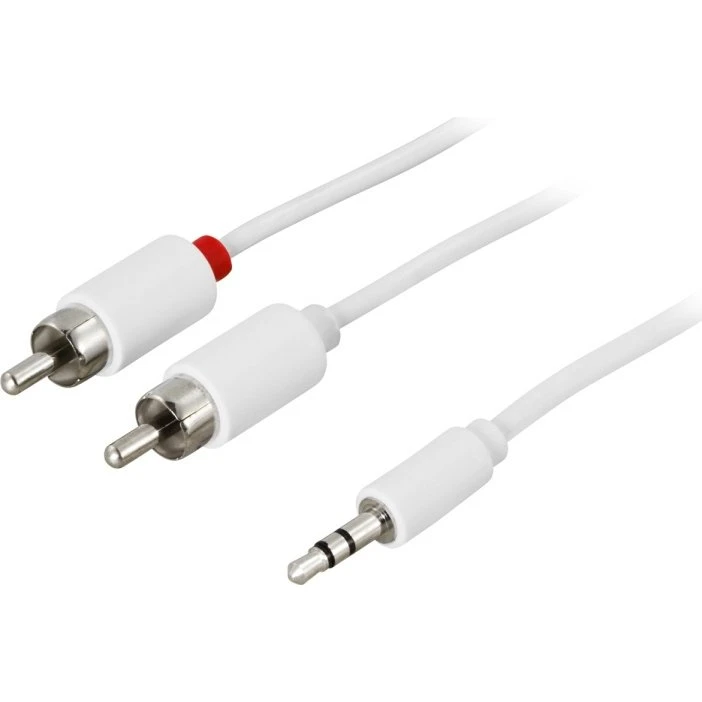 DELTACO Lydkabel 3,5mm til 2xRCA 0,5m - Hvid