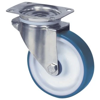 Drejehjul 8470 UAD 125 P62 blå, Ø125 mm, 200 kg, rustfri