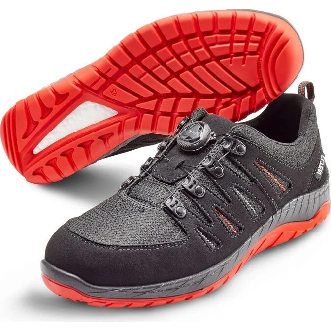 Elten Maddox BOA® Sikkerhedssko S3 Black-Red Low, str. 37