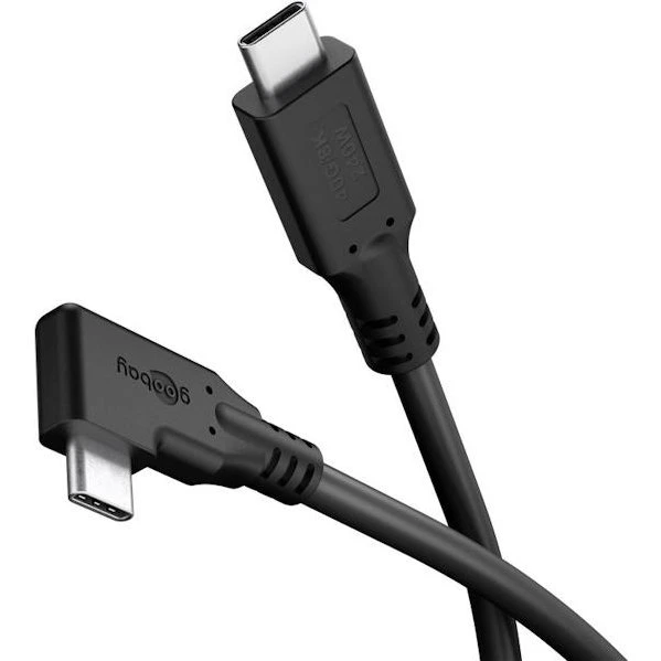 Goobay USB-C Vinklet Kabel USB4 240W 1m Sort