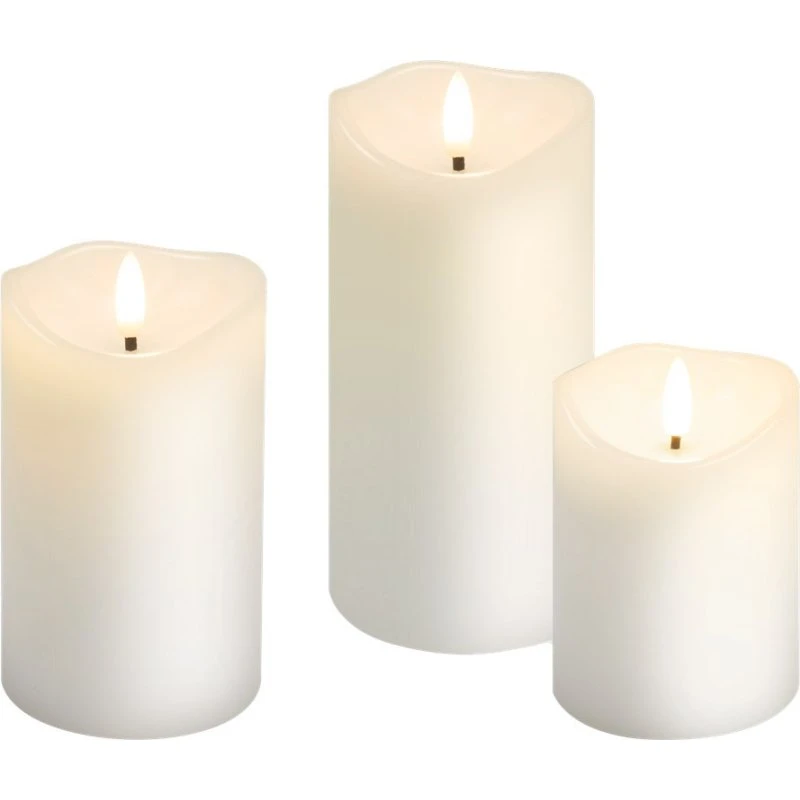 Goobay LED Real Wax Stearinlys, Hvid - 3 stk.