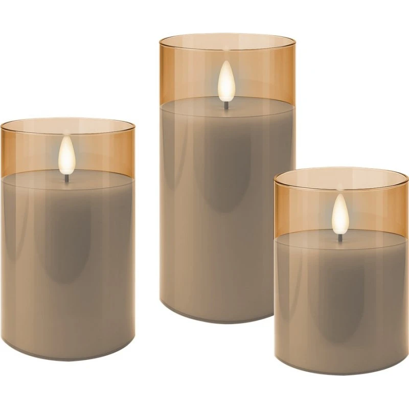 Goobay Voks LED-Stearinlys i Glas - Guld/Transparent - 3 stk.