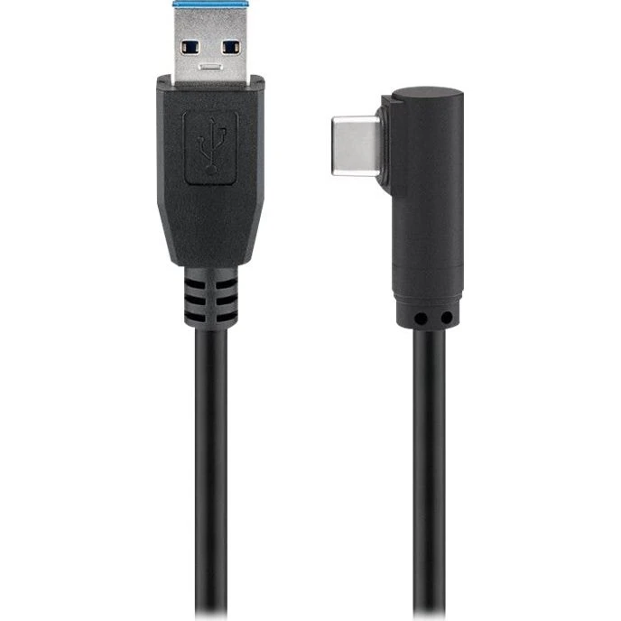 goobay USB-A til USB-C 90° kabel - 2m - Sort