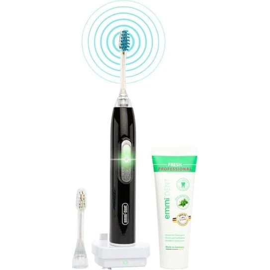 emmi®-dent Ultrasonic Tandbørste Metallic Sort + 2 børstehoveder
