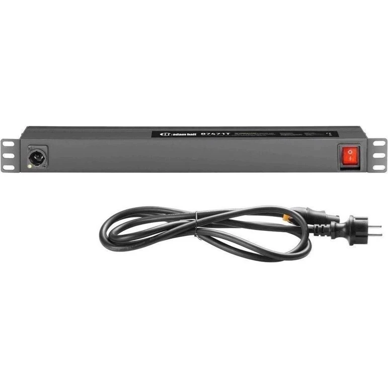 AH 87471T 19'' Rack strømskinne med 8 Schuko-udtag og Powercon