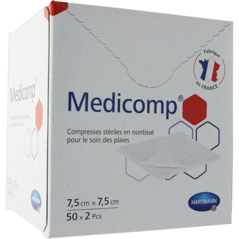 Hartmann Medicomp sterile non-woven kompresser 7,5x7,5 cm (2x50 stk)