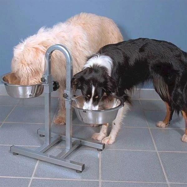 Hundebar med vand- og madskål - Stålgrå - 2 stk. 2,8L