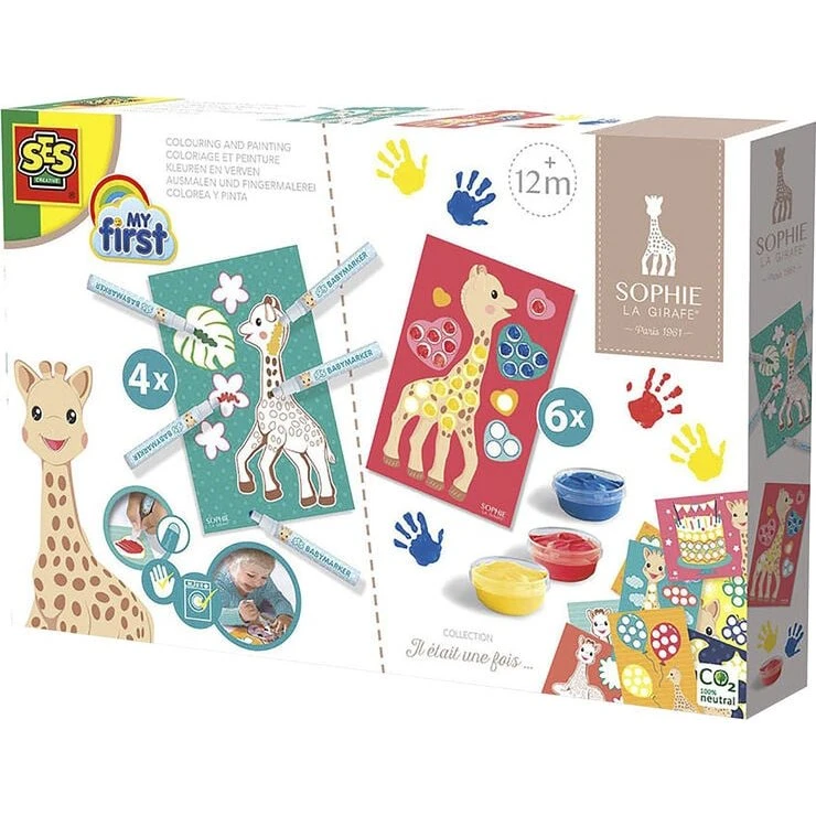 SES Creative Sophie la girafe - malesæt 10 kort, fingerfarver & tusser