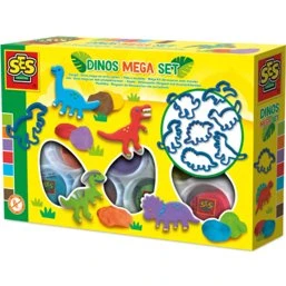 SES Creative Modellervoks 7x90 g + 7 dinosaur-forme