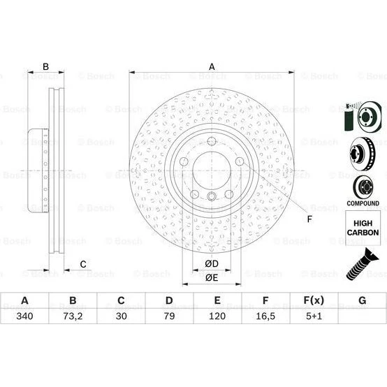 BOSCH Bremseskiver til BMW - 0 986 479 E11 (Ventileret)