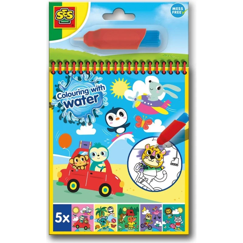 SES Creative Farv med vand - Rejse malebog (5 sider, inkl. pensel)