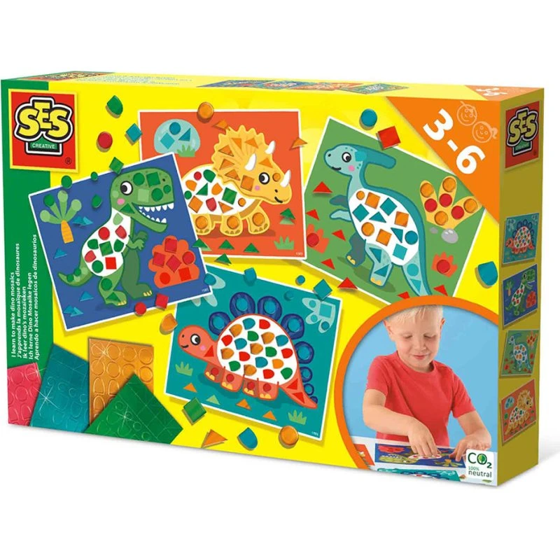 SES Creative Lær at lave mosaik – Dinosaurer, 3-6 år