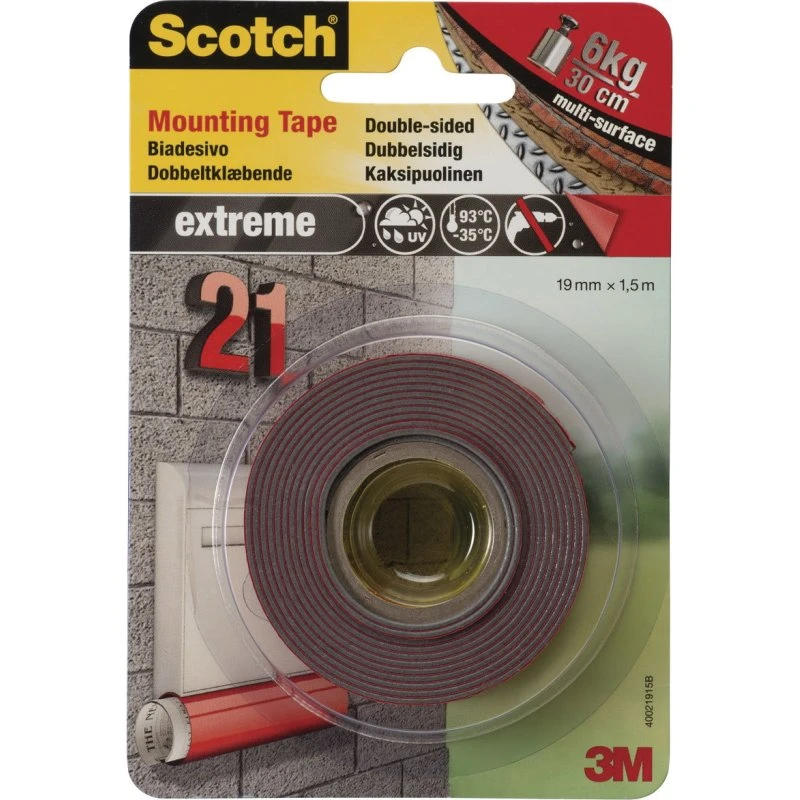 Scotch Ekstrem Monteringstape 19mm x 1,5m VHB