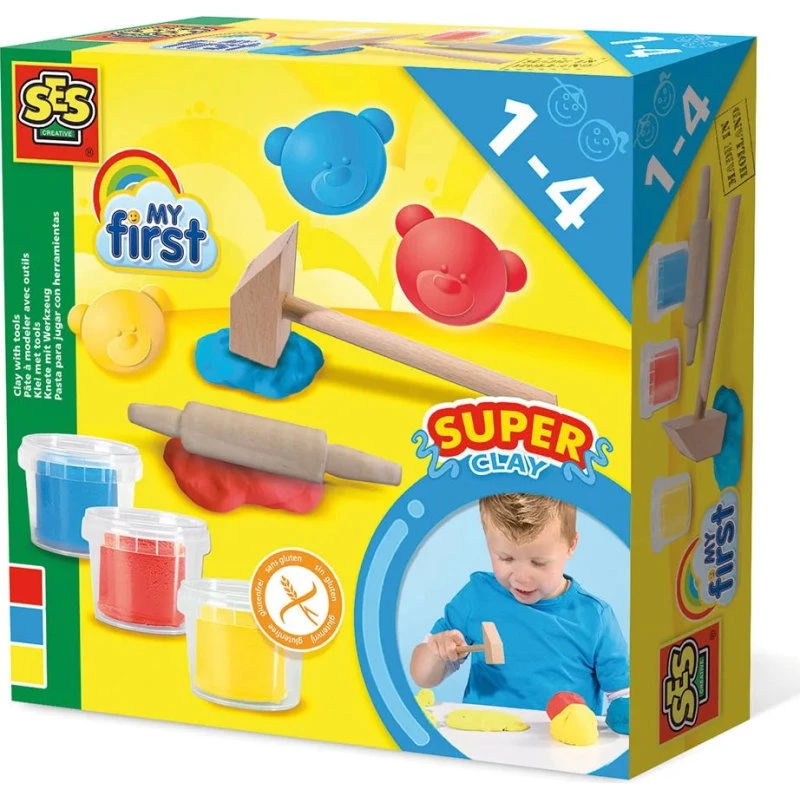 SES Creative Min første modellervoks med værktøj, 3 farver
