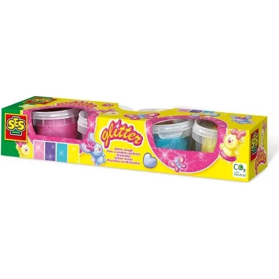 SES Creative modelervoks 4 x 90 g med glitter