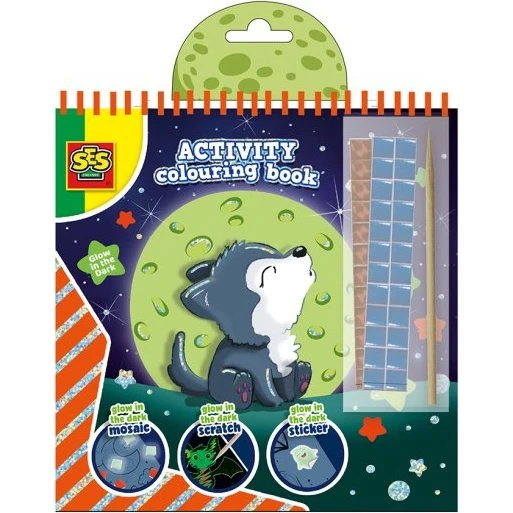 SES Creative selvlysende aktivitets- og malebog (glow in the dark)