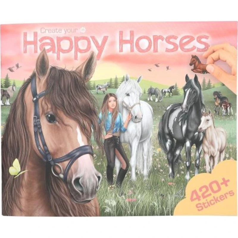 Create Your Happy Horses aktivitetsbog med klistermærker