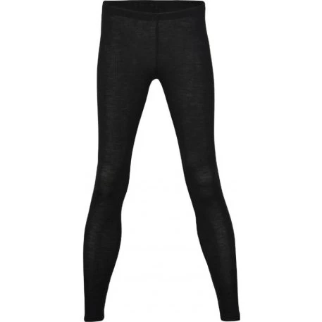 Engel Dame Leggings i Merinould og Silke - Black 38/40