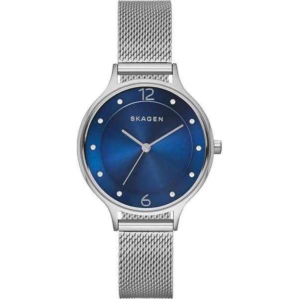 Skagen SKW2307 Anita dameur i sølv med blå skive og mesh-lænke