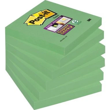 3M Post-it Super Sticky Notes 76x76 mm, 6 stk – Aspargesgrøn