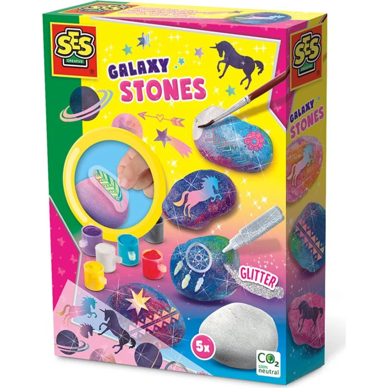 SES Creative Dekorationssten Galaxy – sæt til stenmaling