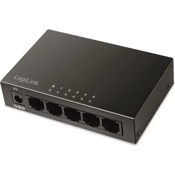 LogiLink 5-porte Gigabit Ethernet Switch i metalkabinet
