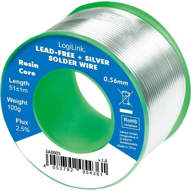 Logilink Loddetin Ø 0,56 mm (Blyfri + Sølv) 100g