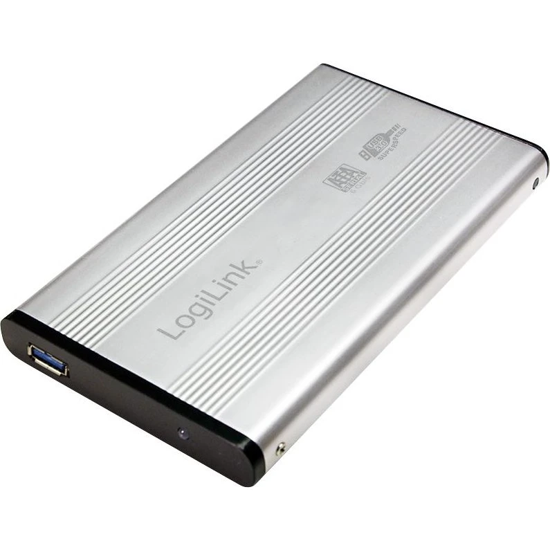 LogiLink® Eksternt Harddisk Kabinet 2,5" SATA USB 3.2 Aluminium, Sølv