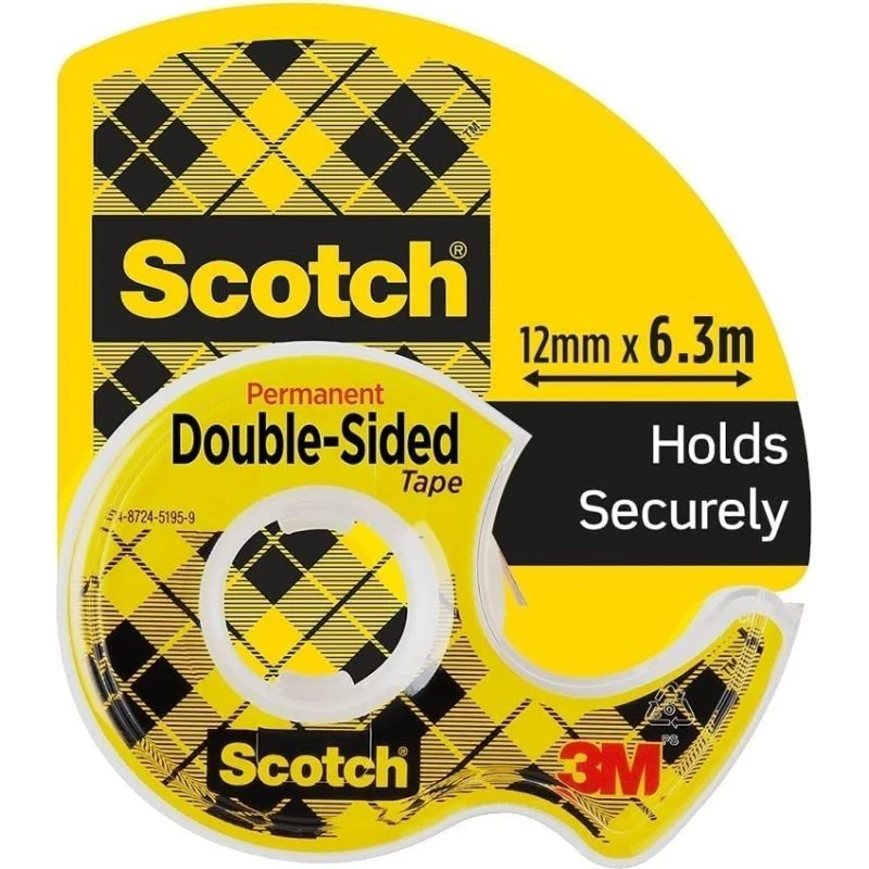Scotch 3M 2-sidet refillrulle 12 mm x 6,3 m, 4 stk