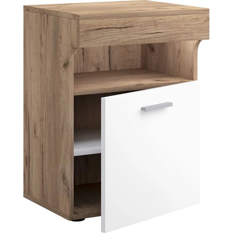 VCM NORDIC Slepal M Sengebord - Hvid og Naturtræ (45x39 cm)