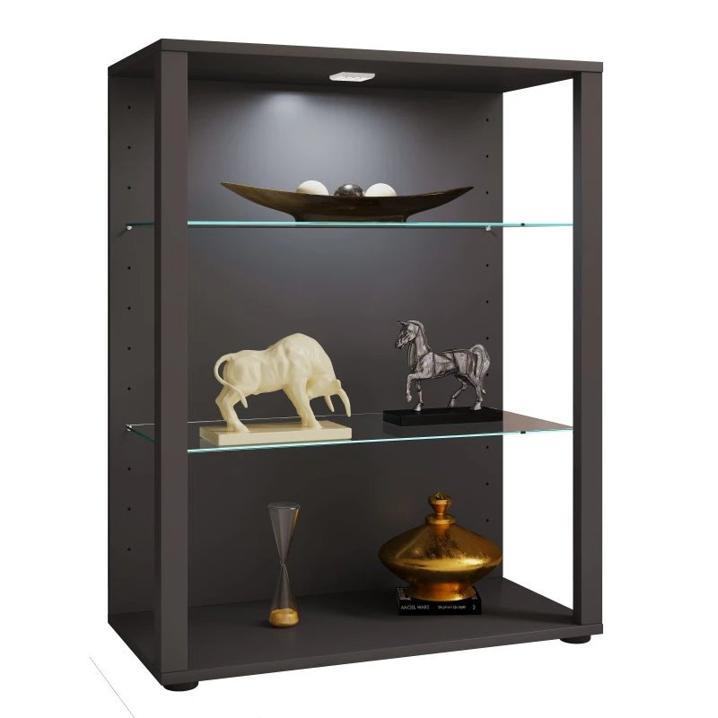VCM Glasol XL Vitrineskab - Antracitgrå - 90x70x35 cm