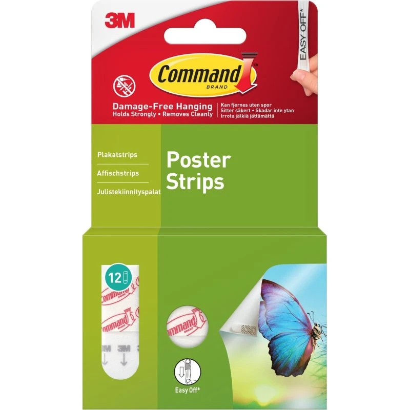 3M Command 17024 Plakatstrips 12 stk. (hvid, små)