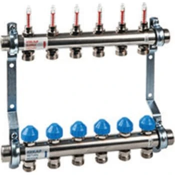 WATTS 1" Gulvvarmemanifold med flowmeter, 4 kredse