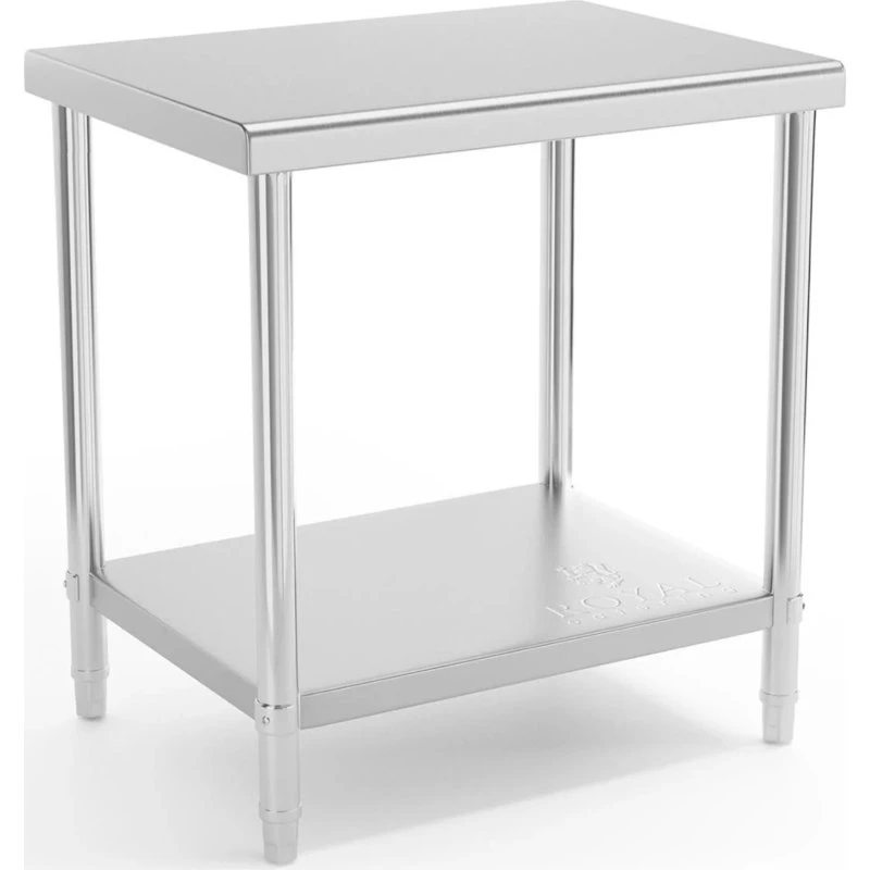 Royal Catering Arbejdsbord i rustfrit stål med hylde, 80 x 60 cm