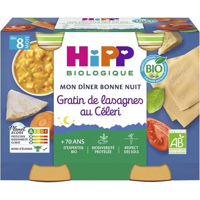 HiPP Økologisk Selleri Lasagne Gratin 2x190g - fra 8 mdr.