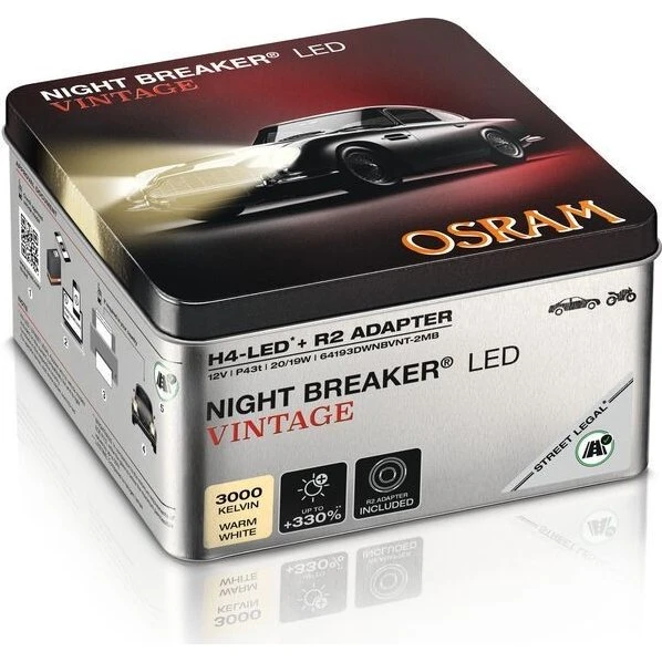 Osram Night Breaker LED Vintage H4 - Sæt med 2 stk.