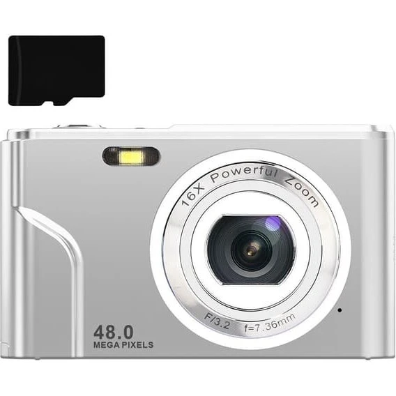 INF Digitalkamera 48 MP, 16x zoom, HD 1080p – Sølv