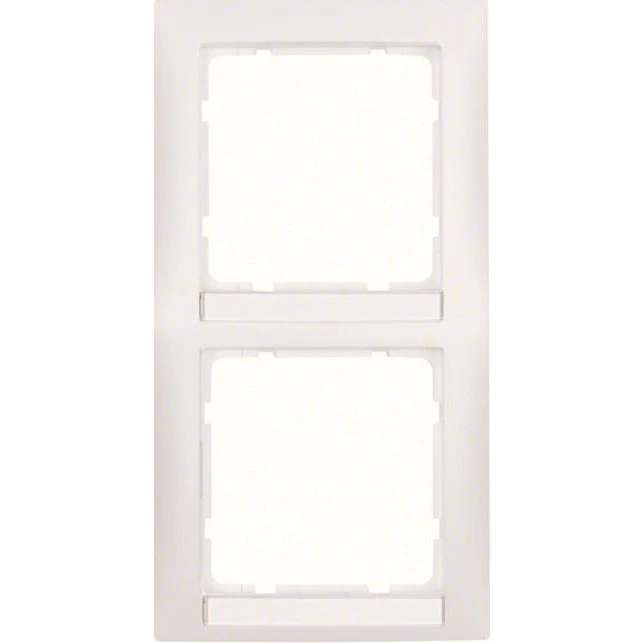 Berker Ramme 2 Modul Lodret Hvid m/Labelfelt RAL9010