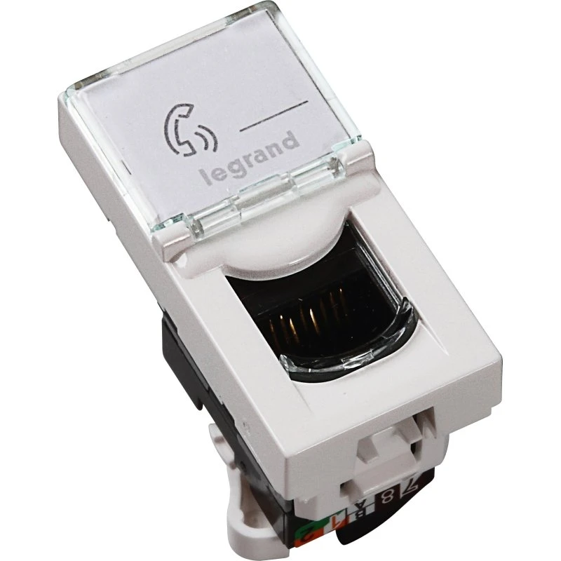 Legrand Mosaic RJ45 Kat.5e UTP Dataudtag med tekstfelt, hvid