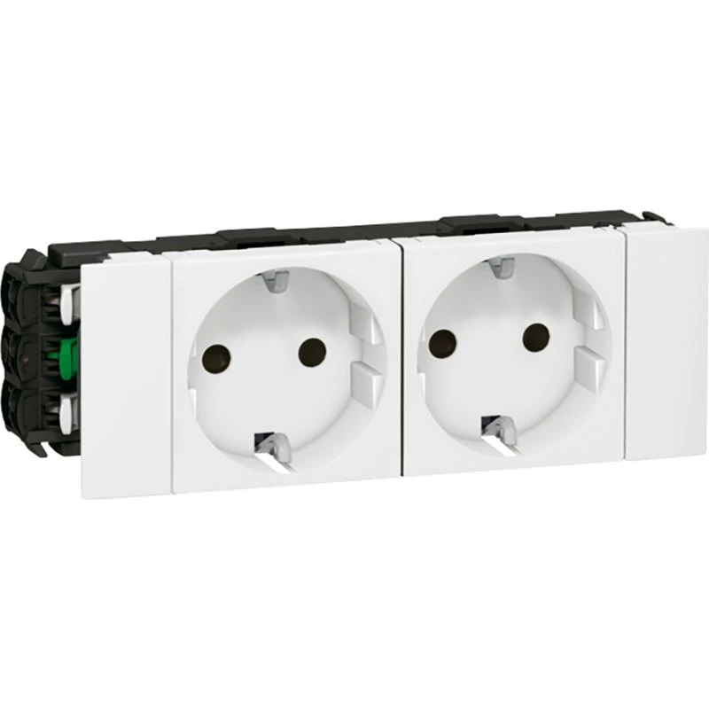 Legrand Schuko dobbelt stikkontakt hvid til kanal 2x2p+j