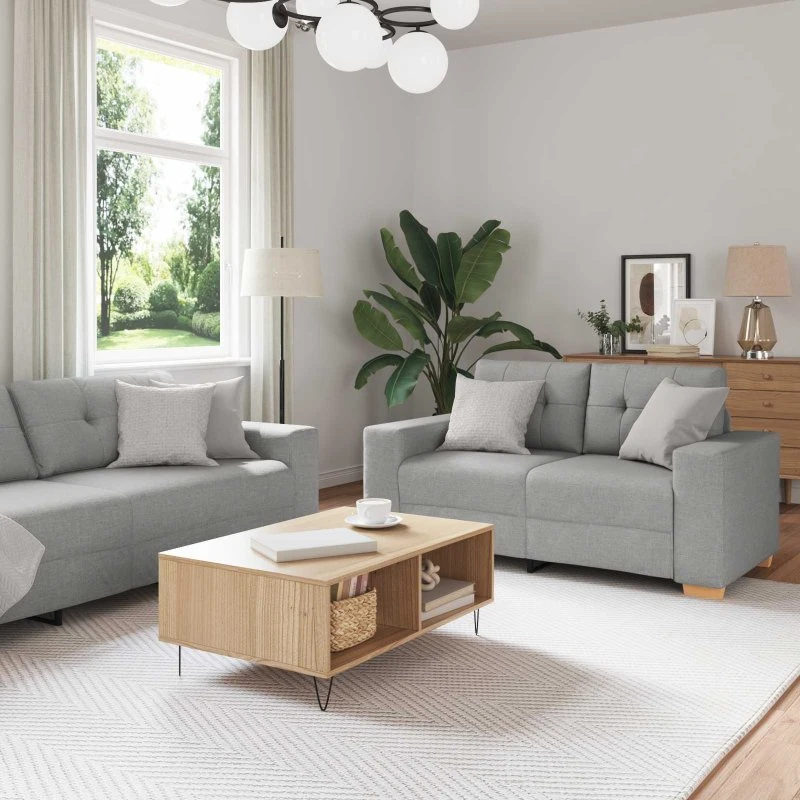 vidaXL Sofasæt 2 stk. i skygrå linned-blandet stof