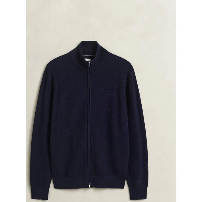 Herringbone Texture Zip Cardigan