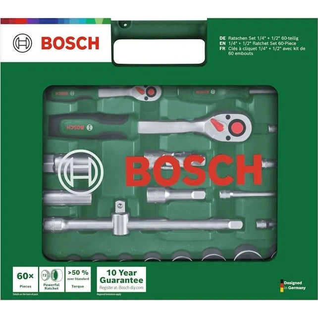 Bosch 1600A039J8 DIY Topnøglesæt - 60 dele - 1/4" & 1/2"