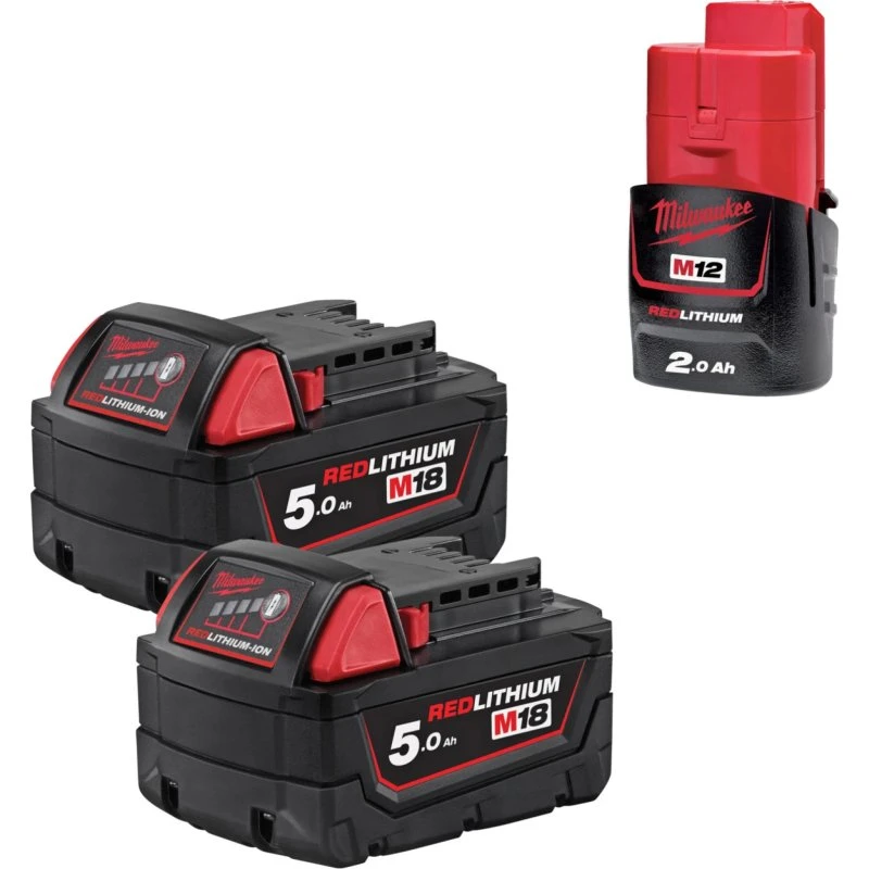 Milwaukee M18 B52 startsæt – 2x5,0 Ah M18 + 1x M12 2,0 Ah