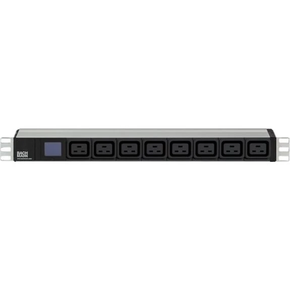 Bachmann BlueNet BN0500 Stikdåse 8-stik 1U 2m Sort/Sølv