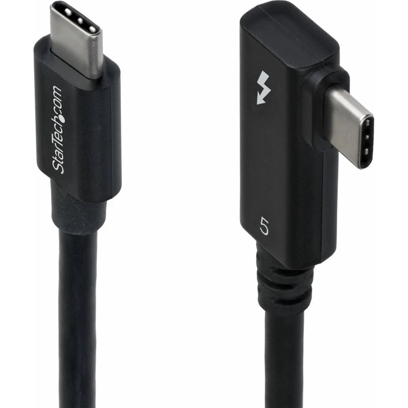 StarTech Thunderbolt 5 kabel, 80 cm, vinkelret, sort
