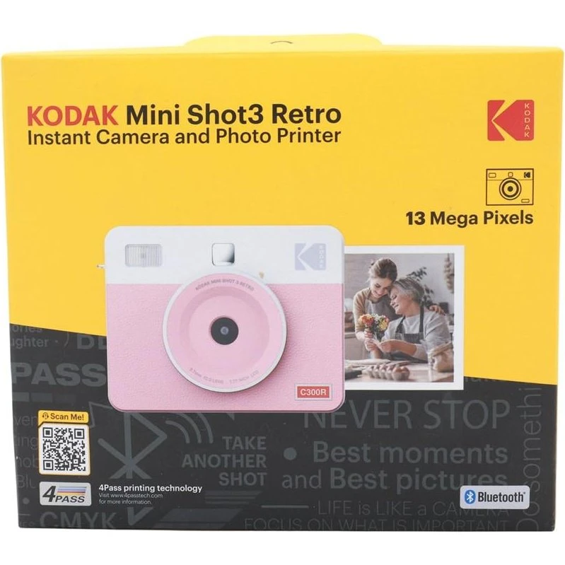 Kodak Mini Shot3 Retro Instantkamera og fotoprinter - Pink
