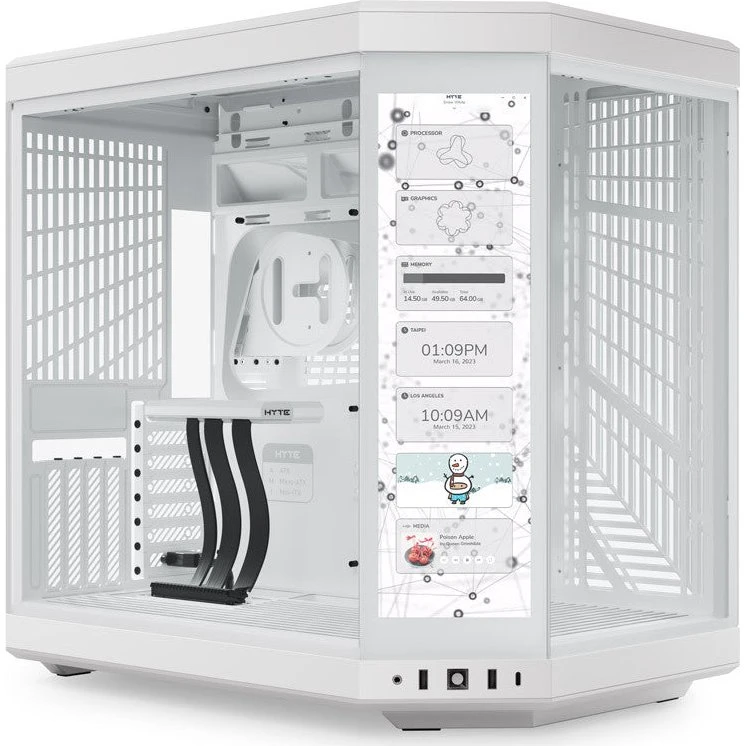 HYTE Y70 Touch Snow White - Kabinet med 14,1" 4K Touchskærm